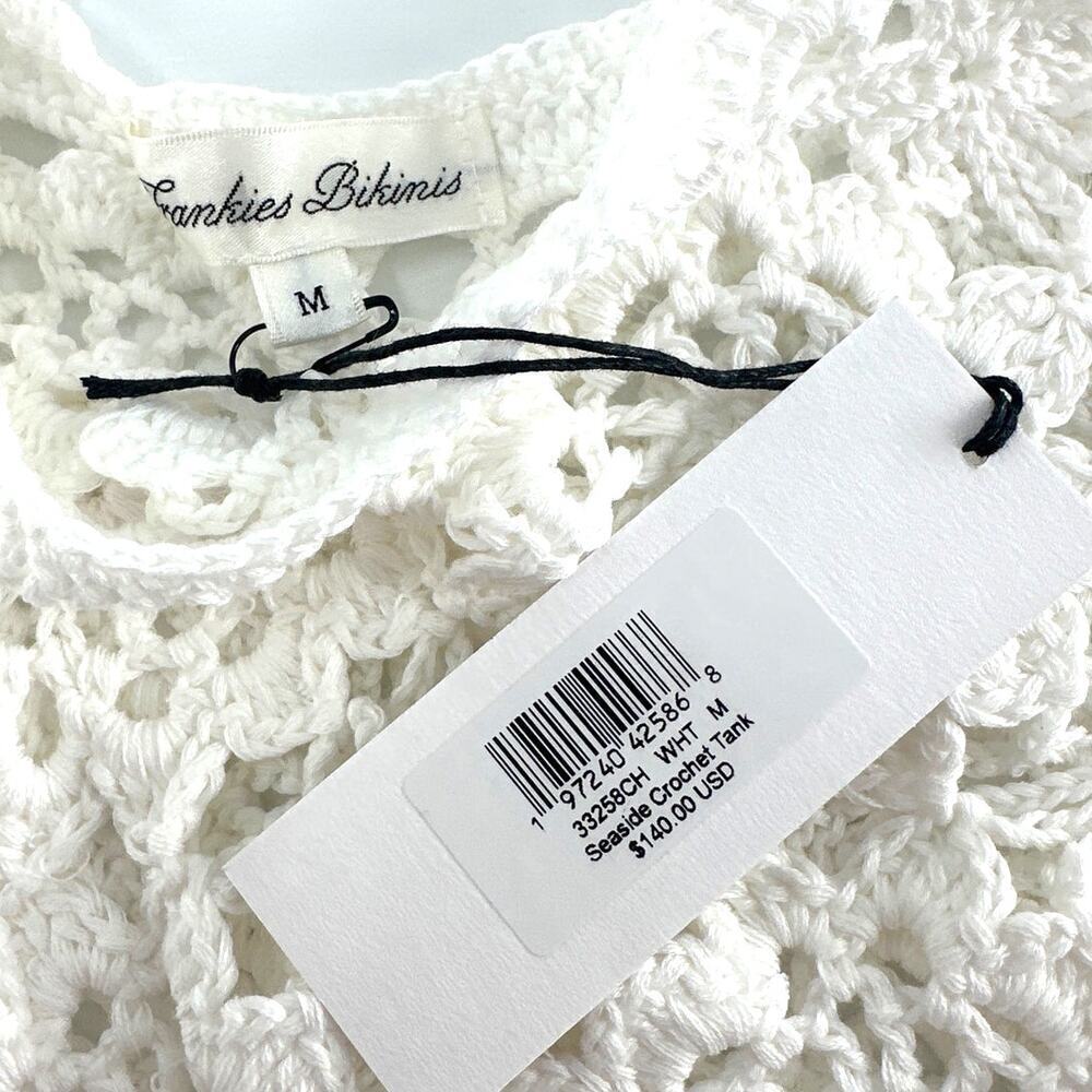 Frankies Bikinis White Seaside Crochet Tank Top Size M - Picture 7 of 11